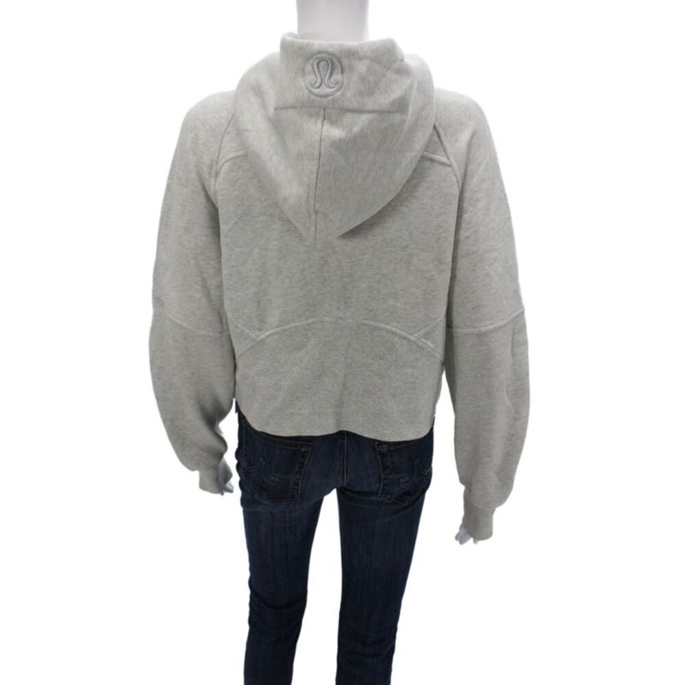 Lululemon Women Pullover Hoodie Gray High Neck Zip Cotton Long Sleeve Size S - Picture 4 of 5